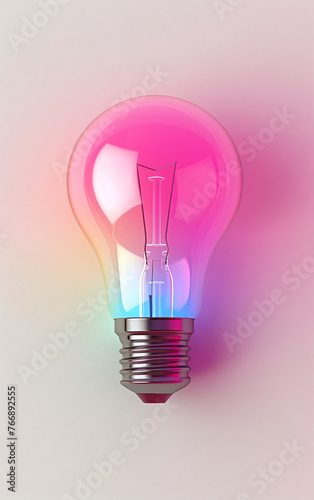 Colorful 3D light bulbs on white background, new ideas and inspiration concept illustration