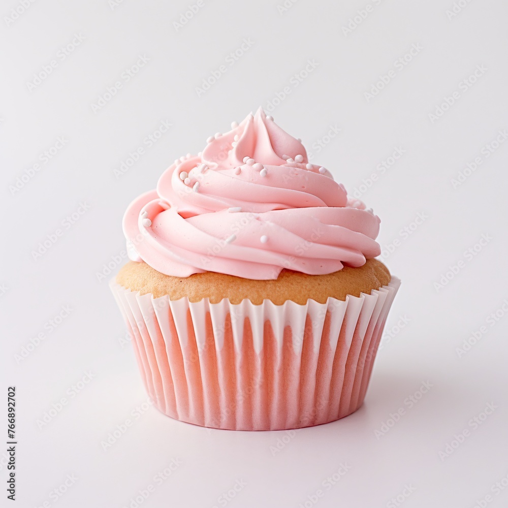 Pink Cupcake on white table Pink Cupcake on white table