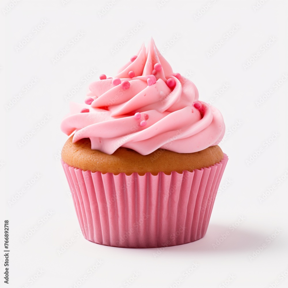 Pink Cupcake isolated on white table Pink Cupcake isolated on white table