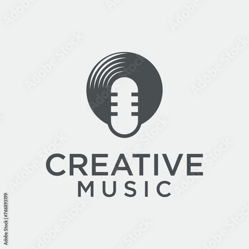 Vector logo for music record company audio house logo singing recording logo