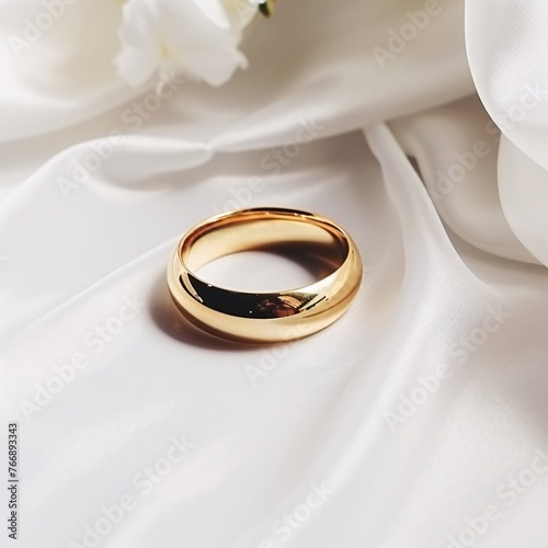 Gold Ring on white tabletop