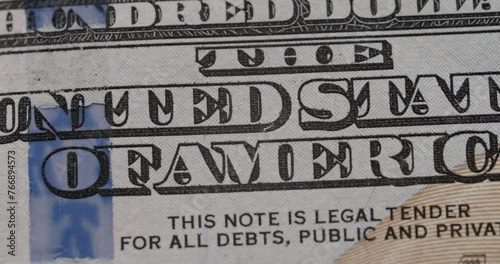American one hundred dollar paper banknote in close up macro. Hundred USD cash macro view. 100 Dollar Cash Stop Motion. Hundred Dollar Closeup. Rich business economy of usa. Loop video.