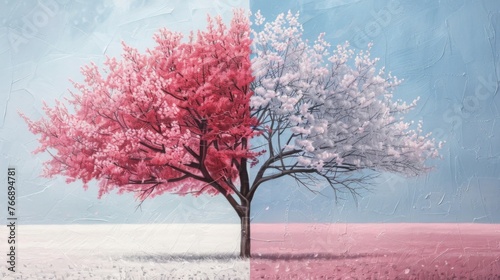 Two Trees Standing in Field © Prostock-studio