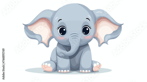 Newborn baby elephant Birthday flat vector 