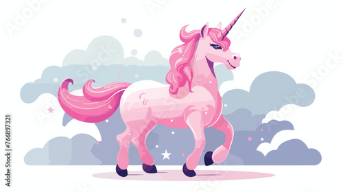 Pink Unicorn flat vector isolated on white background