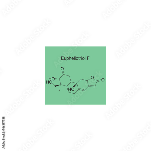 Eupheliotriol F skeletal structure diagram.Diterpenoid compound molecule scientific illustration on green background. photo