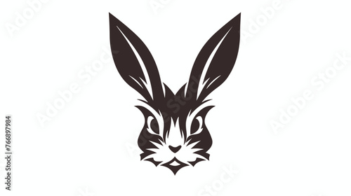 Rabbit head isolated icon flat vector isolated on white