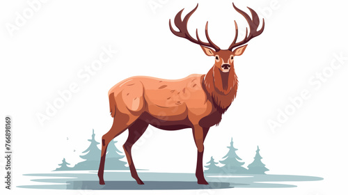 Red Deer flat vector isolated on white background 