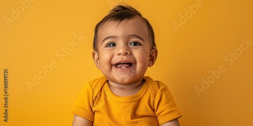 Smiling South American Toddler in Yellow