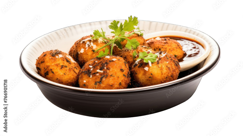 Create A High quality sabudana vada in black on white background Create A High quality sabudana vada in black on white background