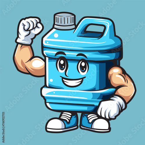 logo mascot refill galon worker mineral water hand drawn illustration
