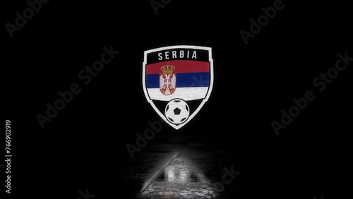 Serbia Animated Glitchy Shield Shaped Football or Soccer Badge