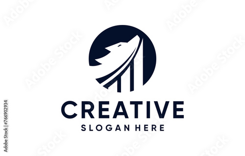 financial coyote negative space logo design