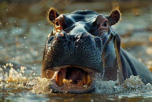 Hippopotamus: Enormous Size and Semi-Aquatic Herbivores © desinko