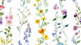 Watercolor Vintage Floral Patterns Isolated on Transparent Background, PNG Format