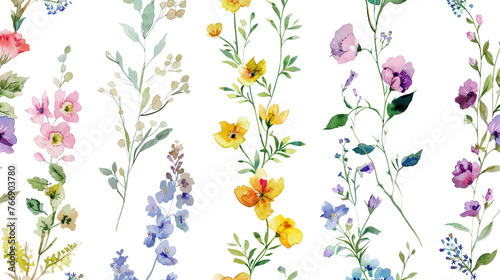 Watercolor Vintage Floral Patterns Isolated on Transparent Background  PNG Format