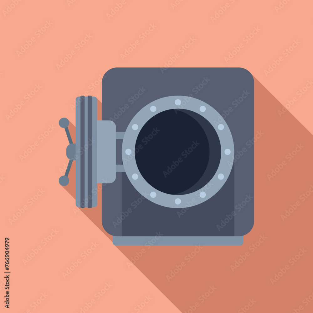 Open bank money room icon flat vector. Best security access. Round enter Open bank money room icon flat vector. Best security access. Round enter