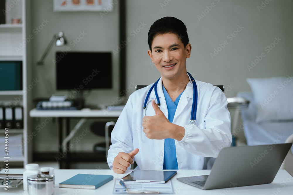 Successful medical male thumbs up to show success and motivation. Successful medical male thumbs up to show success and motivation.