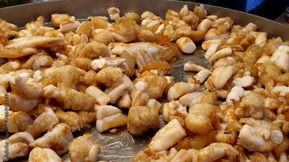 Fried squid eggs in Thailand street food Thai local dish Fried squid eggs in Thailand street food Thai local dish