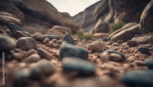 canyon landscape, landscape with rocks, ravines, sand pit scene photo