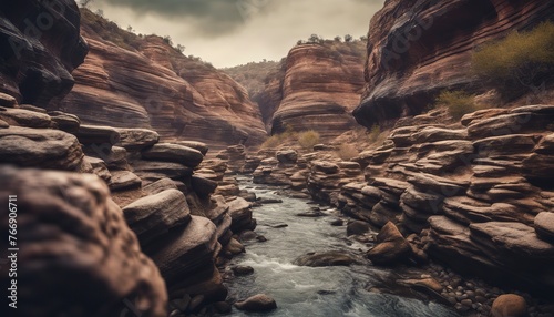 canyon landscape  landscape with rocks  ravines  sand pit scene