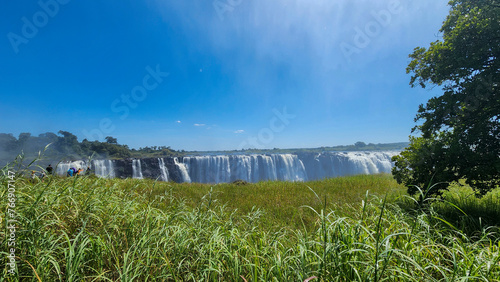 The Victoria Falls is the waterfall located on the Zambezi River between and Zimbabwe. photo