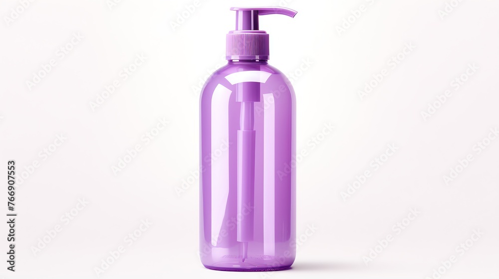 a purple plastic bottle with a white pump a purple plastic bottle with a white pump