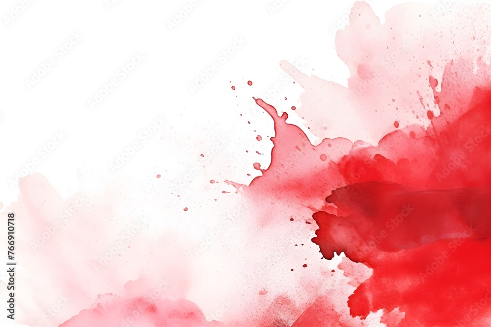 a red and white paint splatter