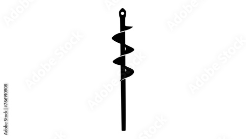 Garden Auger Drill Bit, black isolated silhouette