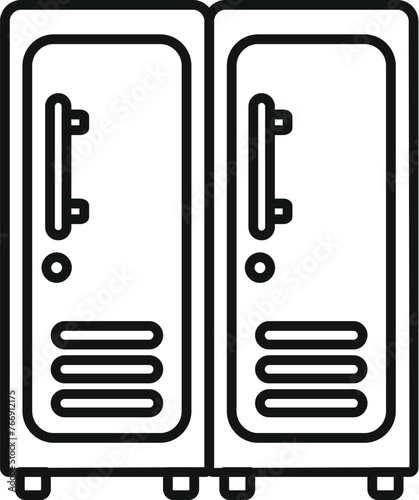 Deposit room steel wardrobe icon outline vector. Key insurance door. Save protect