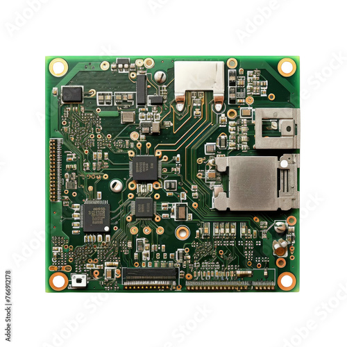 Circuit Board Isolated on Transparent or White Background, PNG