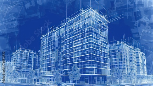 Detailed construction blueprint. architectural concepts for building plans AI generated images.