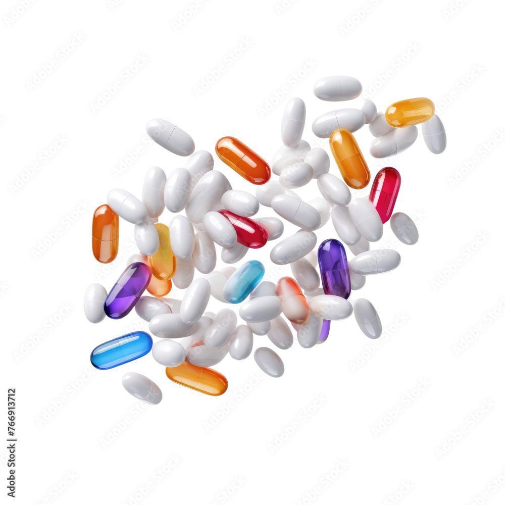 Health pills dramatic light isolated on transparent background