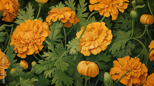 Wildflowers, marigold illustration, flower background, flower wallpaper, flower illustration
