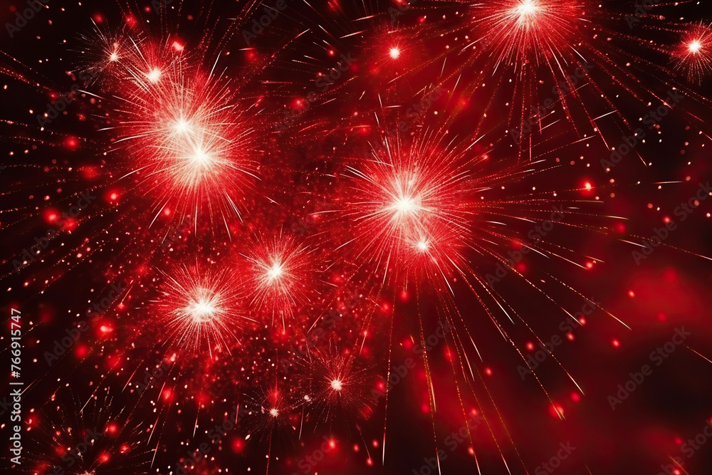 Fototapeta premium Generative ai on theme festive brightly fireworks on twilight background high in dark sky