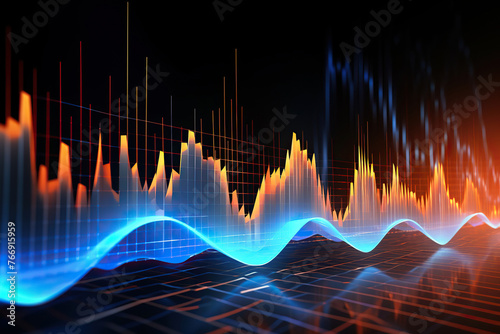 Generative ai on theme modern musical wave equalizer showing volume on abstract background