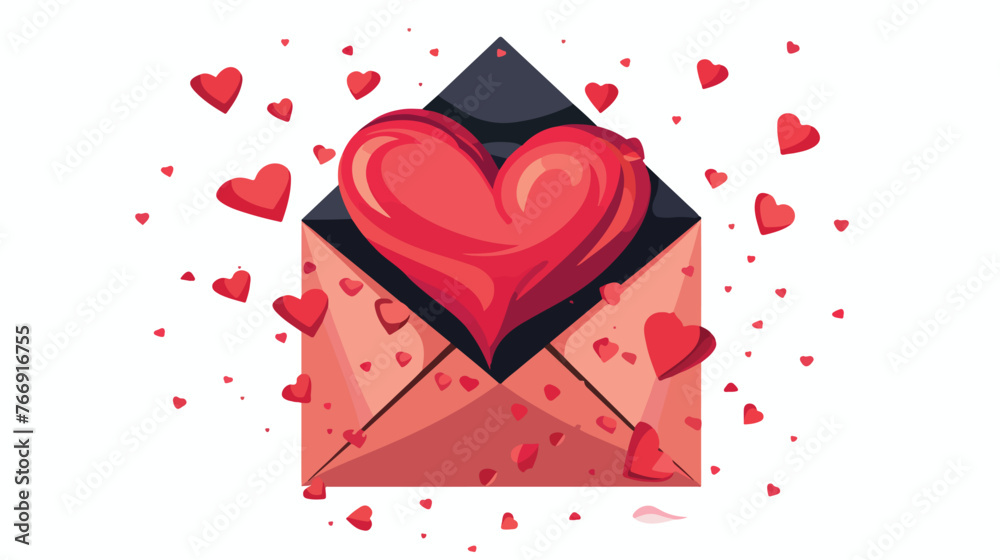 Valentines Day Heart Letter Illustration flat vector