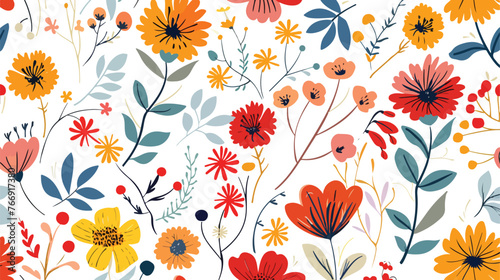 Vector Illustration of floral seamless pattern flat vector © Aina