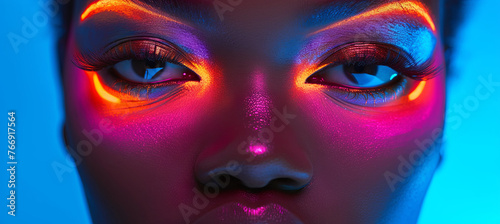 Neon make up, beauty industry background