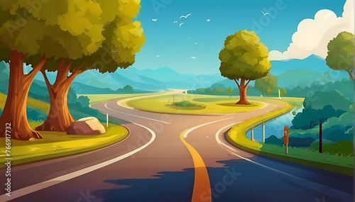 eco friendly caron road, save environment, cartoon style, highway

 photo