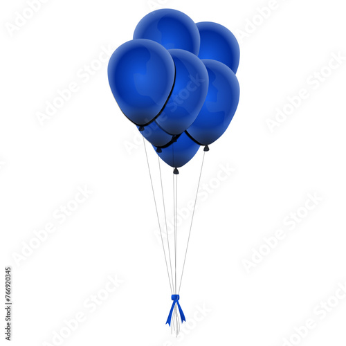 balloons blue color with decorative ribbon vector