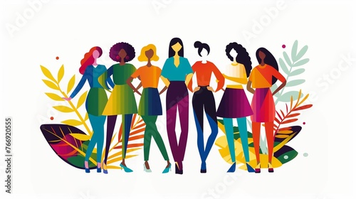 Diverse Group of Women, Fashionable Attire, Unity Concept with Copy Space