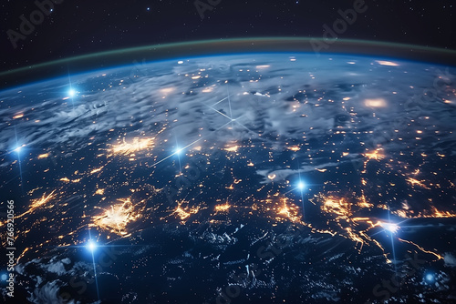 A global network communication spans entire earth