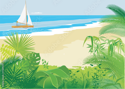 Segeln im Sommer in der Freizeit, illustration