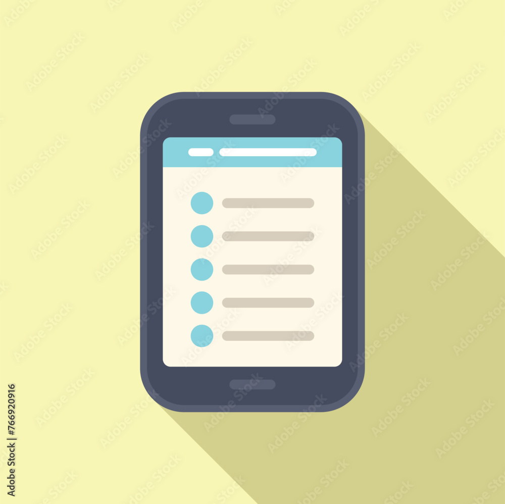 Tablet online policy search icon flat vector. Regulated products. Safety test policy