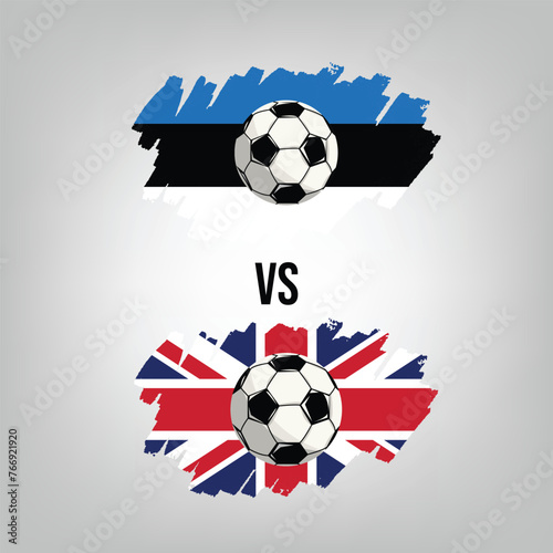 United Kingdom VS Estonia Soccer Match. Flat vector football game design illustration concept.