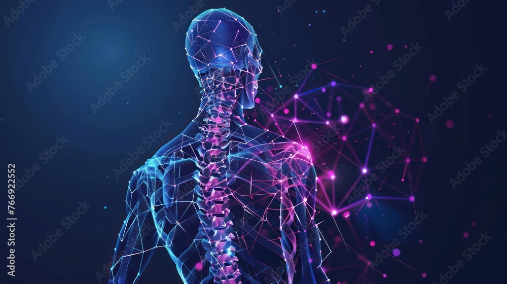 Human skeletal system for educational purposes or medical presentations. AI generated image Human skeletal system for educational purposes or medical presentations. AI generated image