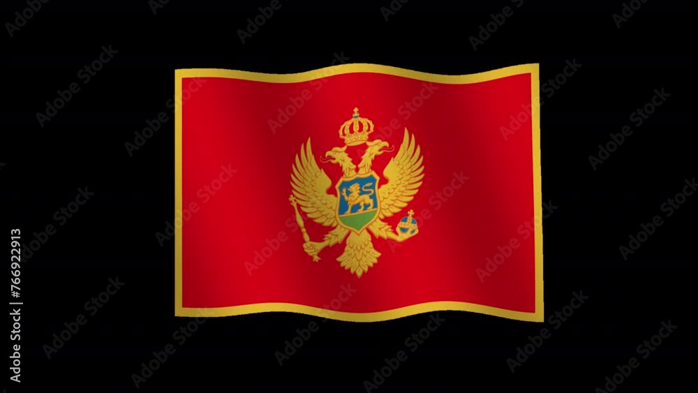 Montenegro National Flag Waving in an Infinite Loop