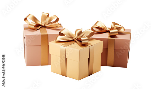 gold color gift box on transparent background