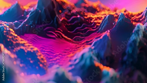 abstract wave mountain background. 4k video